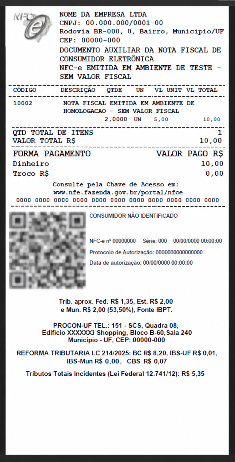 Informações de IBS e CBS no documento fiscal